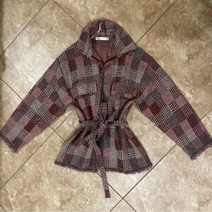 Zara Women's Plaid Sweater - Red and Gray